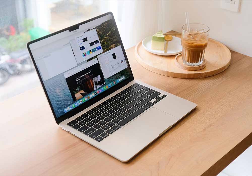 Laptop screen on desk