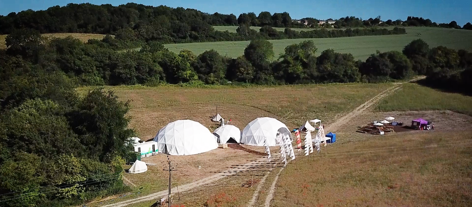 Biodesic tents and festival vibes at stakeholder engagement event in Gomm Valley, High Wycombe.