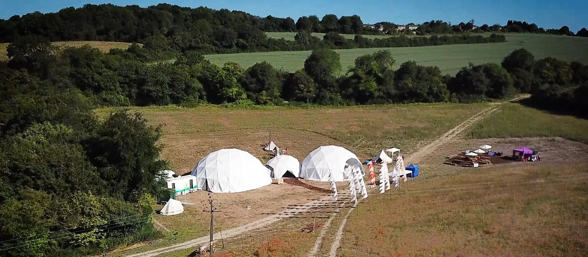 Biodesic tents and festival vibes at stakeholder engagement event in Gomm Valley, High Wycombe.